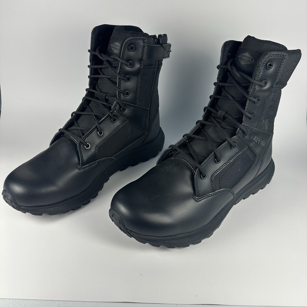 Merrell MQC Tactical Strike 8-inch Side Zip Boots Black Mens Size 13 Uniform